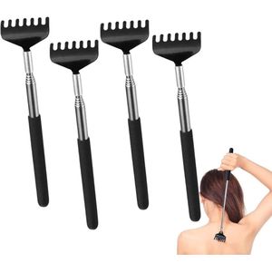 Titel: Telescopische RVS Rugkrabber Set 4 Stuks voor Volwassenen - Ideaal voor Rugmassage - Zwart