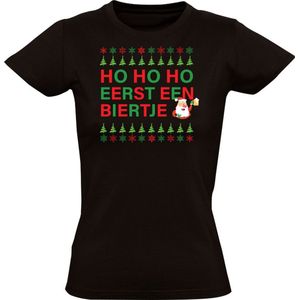 Ho ho ho eerst een biertje Dames T-shirt - kerst - feest - christmas - kerstman - bier - feestdagen - kerstmis - cadeau - grappig