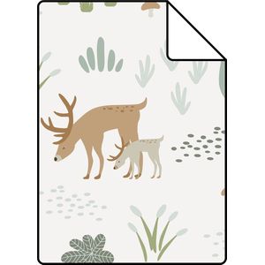 Proefstaal ESTAhome behang bos met bosdieren wit - 26,5 x 21 cm - 139247-S