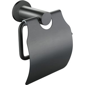 Toiletrolhouder met Klep - Lonis Rimbo - Rond - PVD - Gunmetal Grijs