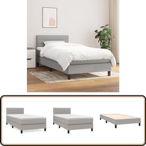 vidaXL Boxspring met Matras - Lichtgrijs - 90x200 cm Boxspringbed - Slaapcomfort - Pocketvering Matras - Hoofdboard - Licht Grijs Bed