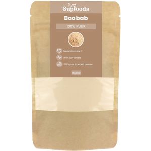 Baobab Poeder 100% Puur - 150gram - Baobab is Van nature rijk aan Vitamine C en Vezels - Perfect voor Smoothies, Ontbijt en Bakken