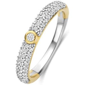 TI SENTO Dames Ring - 925 zilver - Zirkonia met geel verguld - Maat 17.25 mm / maat 54 - 12377ZY