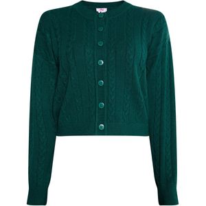 Mymo - Vest - Donkergroen - Kabelgebreid - Dames