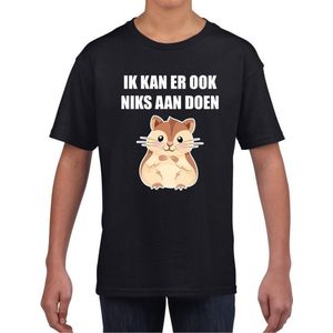 Ik kan er ook niks aan doen hamsteren t-shirt zwart voor kinderen - hamsteraars / hamsteren t-shirt 122/128