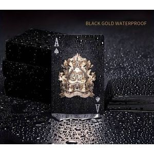 luxurycards waterbestendig kaartspel - luxe uitvoering - certificaat - zwart/goud - 57 delig