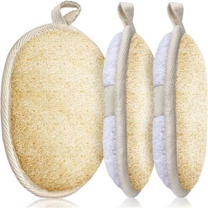 Scrub Pad-natuurlijk Loofah-douchehandschoen - en badstofmateriaal3-Pack-12.7x 17.78cm- bad, spa en douche