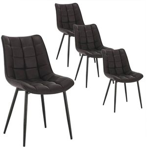 Rootz Set van 4 eetkamerstoelen - Moderne stoelen - Stijlvolle zitting - Duurzame constructie - Ergonomisch comfort - Veelzijdig ontwerp - Kunstleer met metalen poten - 85,5 cm x 46 x 40,5 cm