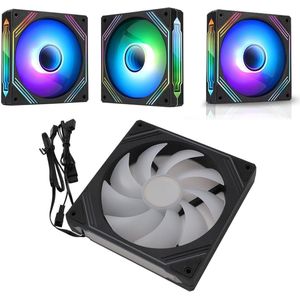 140 Mm ARGB-chassisventilator 140x140x25 Mm Behuizingsventilator ARGB Gesynchroniseerd Licht Stille Warmteafvoer-koelventilator voor CPU-koeler Koellichaam PC-behuizing