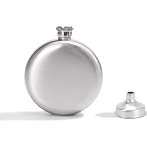 Ronde Alcoholfles Flask met Trechter - Draagbare Roestvrijstalen Wijnfles - Ideaal voor Picknick, Reizen en Kamperen