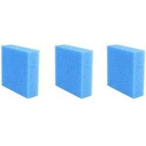 Drie sponzen blauw 25x25x8 cm voor filter zoals Biotec 5-10-30