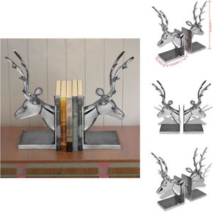 vidaXL Boekensteunset - Hertenkoppen - 15 x 11 x 34 cm - Aluminium - Boekensteun