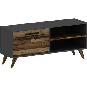 In And OutdoorMatch TV Kast Emmie - 120x35x50 cm - Antraciet en Houtkleurig - Spaanplaat en Kunststof - Modern Design