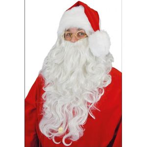 Pruik met baard lang Kerstman  - Kerst winter thema feest party fun