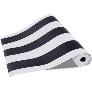 Peel And Stick Tapijt, 45cm x 15m Contactpapier Met Zwart-Wit Modern Geometrisch Ontwerp, Waterdicht Self-Adhesief Vinyl Rol voor Eenvoudige Reiniging en Decoreren Van Slaapkamers, Keukens, Kantoren en Badkamers