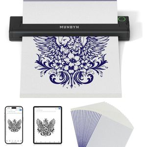 Draadloze Thermische Tatoeageprinter met 20 Overdrachtspapieren - Compatibel met Android, iOS en PC