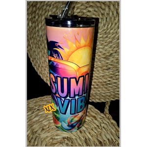 Bedrukte Tumbler, Bedrukte drinkfles, Bedrukte fles, Summer Vibes, Bidon, Fles, Cadeau, Moederdag, Geslaagd, XLX®