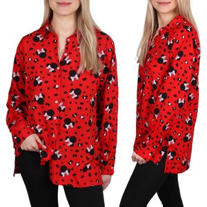 Minnie Mouse DISNEY Rood damesshirt met lange mouwen 100% VISCOSE