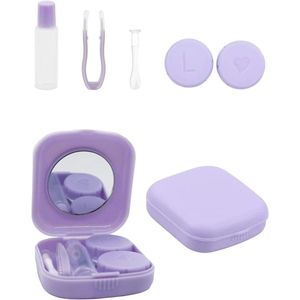 Lenzendoosjes - 2-Pack Contactlenzendoosje - Paars - Draagbaar met Spiegel en Pincet