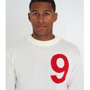 Sweater Nummer 9 - Wit - Maat L - Heren Trui