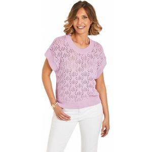 Opengewerkte gebreide trui met korte mouwen