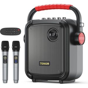Karaoke Machine met Draadloze Microfoons en Bluetooth - Draagbare Speakers voor Feestjes en Buitenactiviteiten