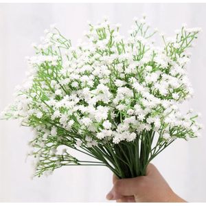 Meiwo Kunstbloemen Gypsophila Kunstbloemen zoals echte nepbloemen, wit, plastic, voor bruiloft, bruidsboeket grafdecoratie, weerbestendig, decoratie