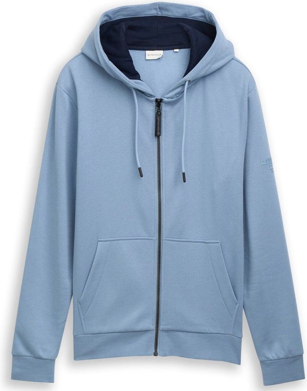 TOM TAILOR - Sweatvest - Pastelblauw - Capuchon - Effen