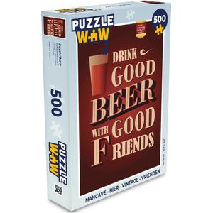 Puzzel Mancave - Bier - Vintage - Vrienden - Legpuzzel - Puzzel 500 stukjes