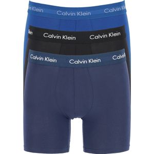 Calvin Klein Boxer Brief 3-Pack - Heren Onderbroek - Blauw/Donkerblauw/Zwart - Maat L