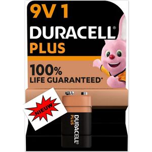 Batterij duracell 9v plus power 50% alkaline