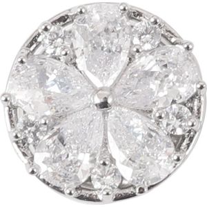 Fako Bijoux® - Magneet Broche Mini - Magneetbroche - Bloem Facet Kristal - Magnetische Broche - Hoofddoek Magneet - Sjaal - Hijab - Abaya - Ø 14mm - Zilverkleurig
