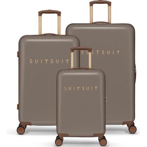 SUITSUIT Fab Seventies - Kofferset 3 delig - Handbagage - ruimbagage koffer - TSA Slot - 55 + 66 + 76 cm - Totaal 186L - Taupe