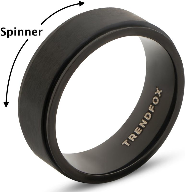 Fidget Ring - Spinner - Zwart - Staal - 8mm Breed - TrendFox