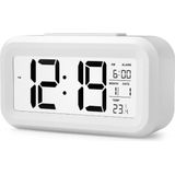 YONO Digitale Wekker - Alarm Klok met Temperatuur, Kalender en LED Verlichting - Wit