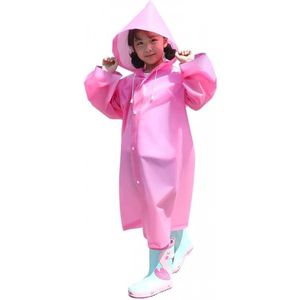 Kindermackintosh - Regenponcho - Roze - EVA mackintosh met capuchon - Lichtgewicht en waterdicht - Draagbaar en herbruikbaar mackintosh - Niet wegwerpbaar - Ontworpen voor school, kamperen en reizen - Past op 100-140cm