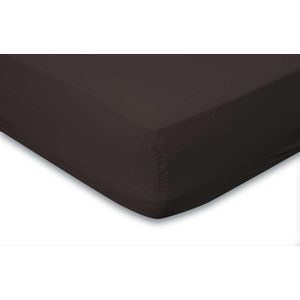 Hoeslaken Katoen Perkal 35cm Hoekhoogte - donker bruin 180x210/220cm