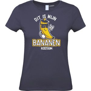 Dames t-shirt Bananen Kostuum | Carnavalskleding dames | Carnaval Kostuum | Foute Party | Navy Dames | maat M