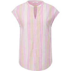 s.Oliver - Blouse - Beige/Rosa/Wit - Wijde Blouse - Losse Pasvorm