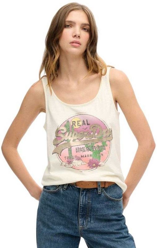 Superdry - Vintage Logo Narrative - Tanktop - Licht Gemêleerd
