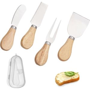 5 stuks kaasmessenset, botermes, 12 cm, taartmes, roestvrij staal, botermes, kleine kaasmessenset, kleine serveerspreaders, perfect voor cake, dessert en kaassalade