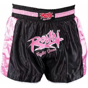 Ronin Kickboks Broek Fight - zwart/roze M