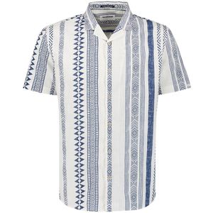 No Excess Shirt Short Sleeve Revers Collar Slub Allover Printed Indigo Blue (27490346 - 136)