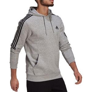 adidas - Essentials Fleece Cut 3-Stripes Hoodie - Grijze Hoodie-3XL