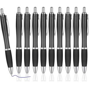 10-Pack Black Retractable Ballpoint Pens - Non-Slip Grip, 1mm Blue Ink - Ideal for Coworkers, Teachers, Students