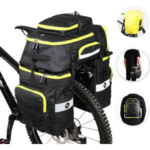 3-in-1 multifunctionele fietstas, 65 liter, fietstas, bagagedrager, tas, fietstas met regenbescherming, voor mountainbike en racefiets
