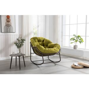 Buiten rotan schommelstoel, gevoerde kussen schommelstoel relaxfauteuil buiten voor veranda, woonkamer, terras, tuin