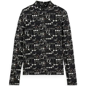 Scotch & Soda - All Over Printed Mock T-shirt - Lange Mouwen
