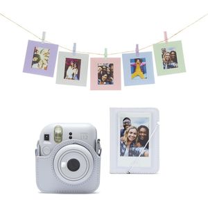Fujifilm Instax Mini 12 accessoires - Cameratas, fotokaarten met clips & fotoalbum - Klei Wit