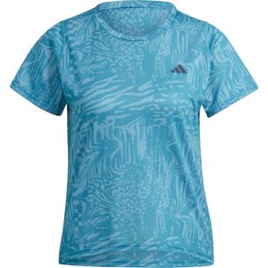 adidas Performance Run Icons 3 Bar Logo Allover Print Running T-shirt - Dames - Turquoise- L